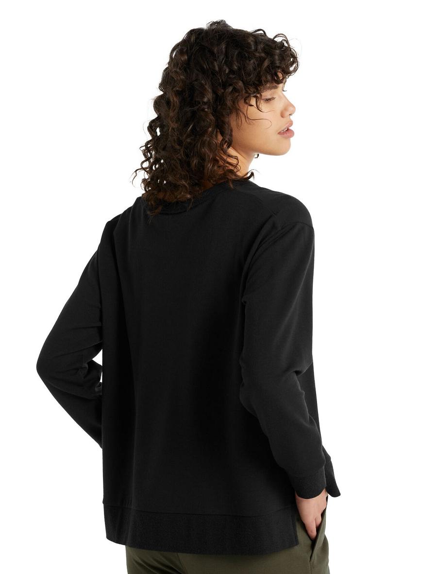 Women's Icebreaker RealFleece™ Merino Dalston Sweatshirt Long Sleeve Black | CA 1311TCEV